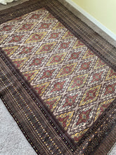 Load image into Gallery viewer, Vintage Neutral Afghan Rug 5.8x8.3