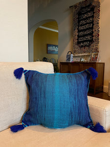 Blue City Cactus Silk Cushion cover (small)